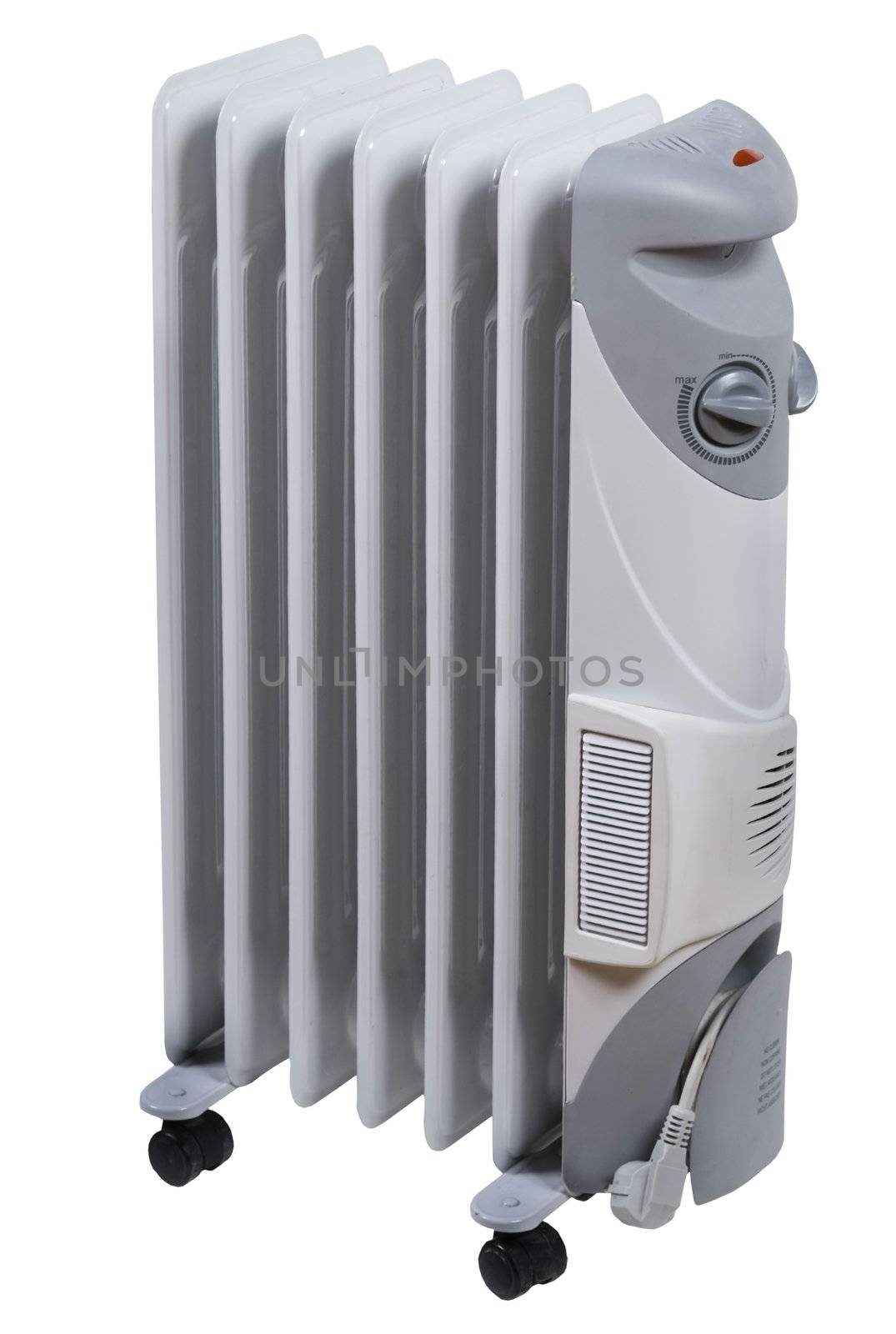 Oil heater - radiator a white background


