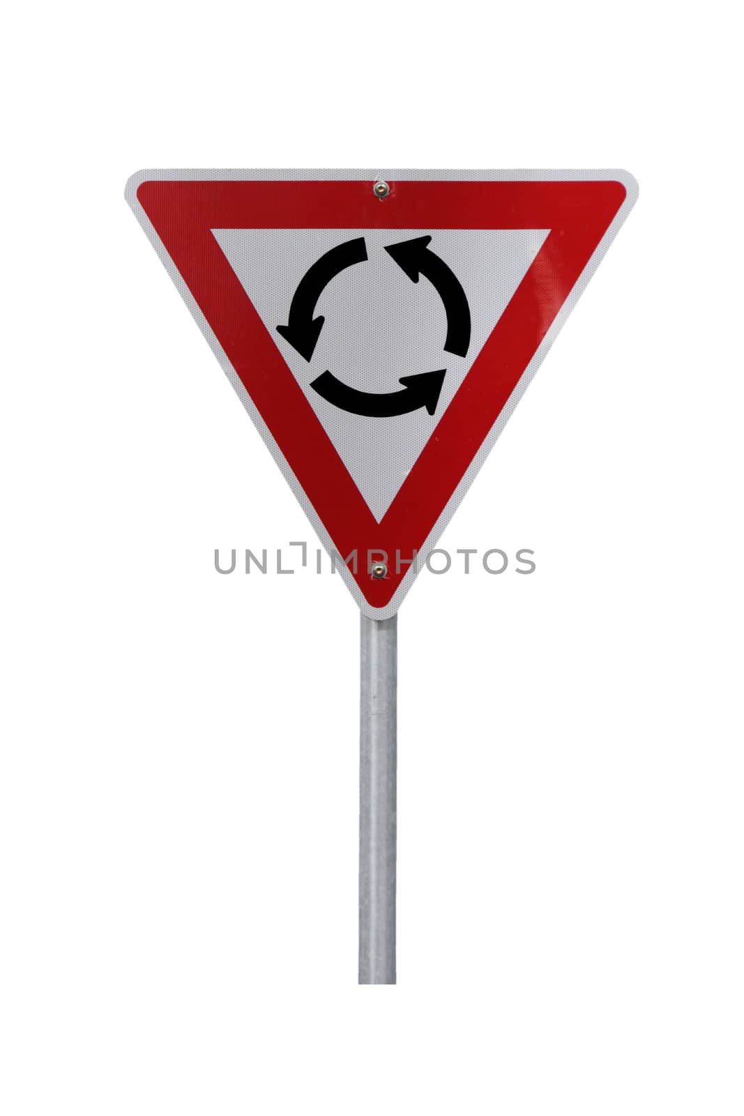 Isolated Roundabout Warning Sign for right-hand traffic by Cloudia