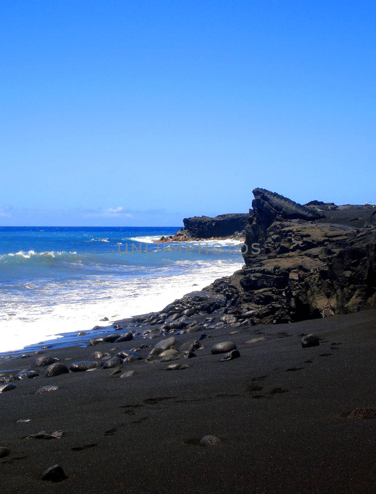Footsteps along Kaimu Black Sand Beach, The Big Island, Hawaii