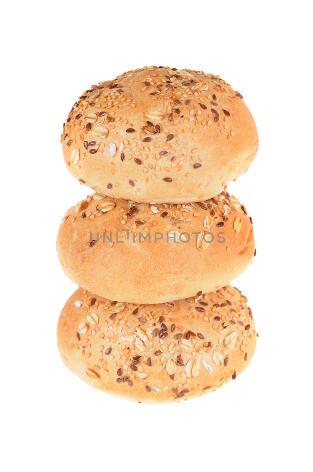 bun with sesame isolated on white background