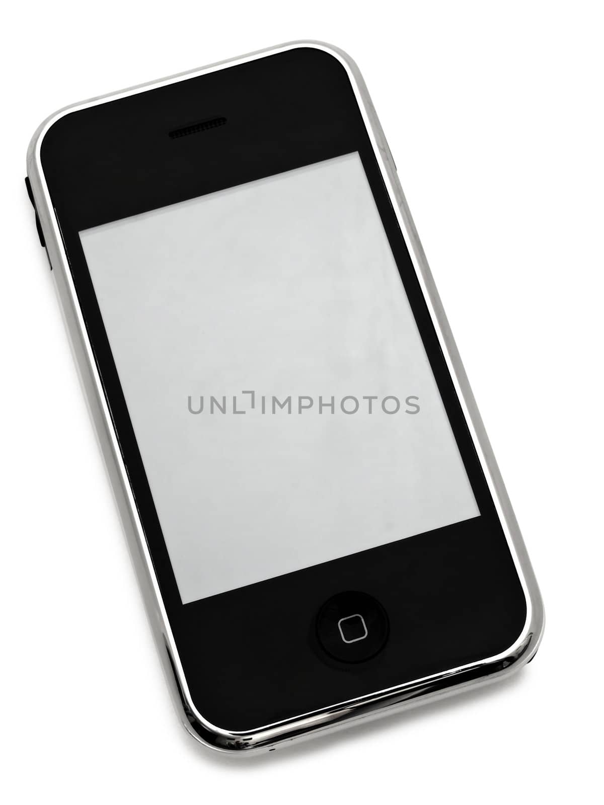 mobile phone with blank screen over white