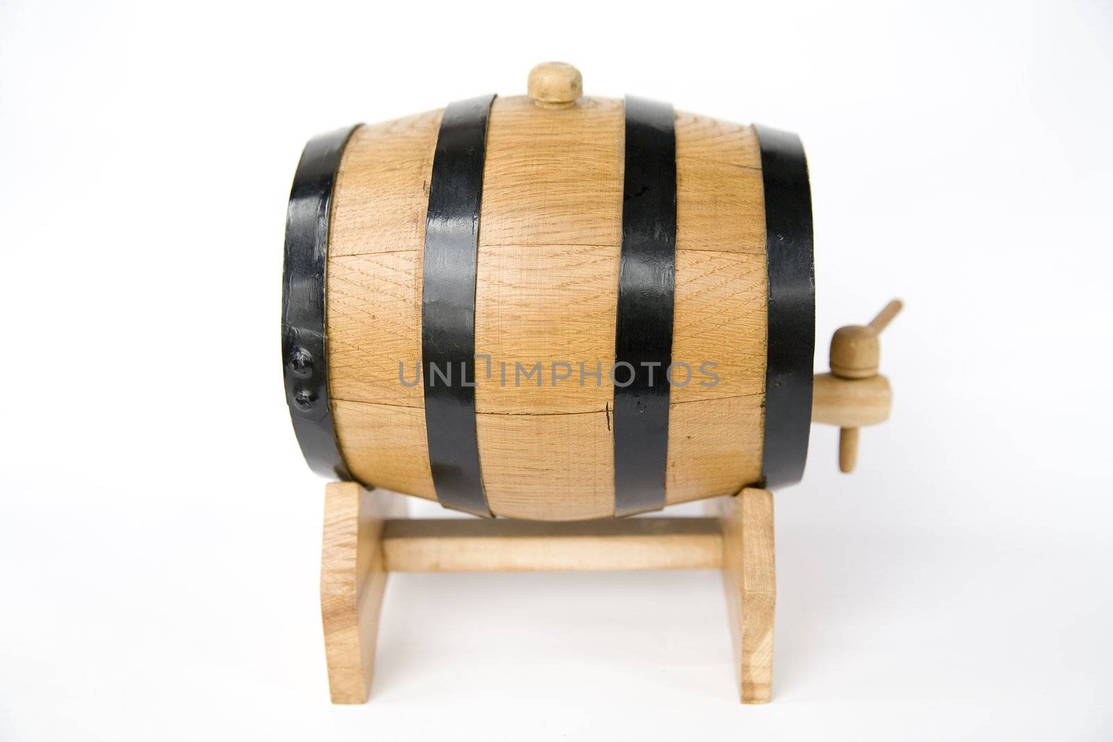 a small barrel with beer inside - isolated