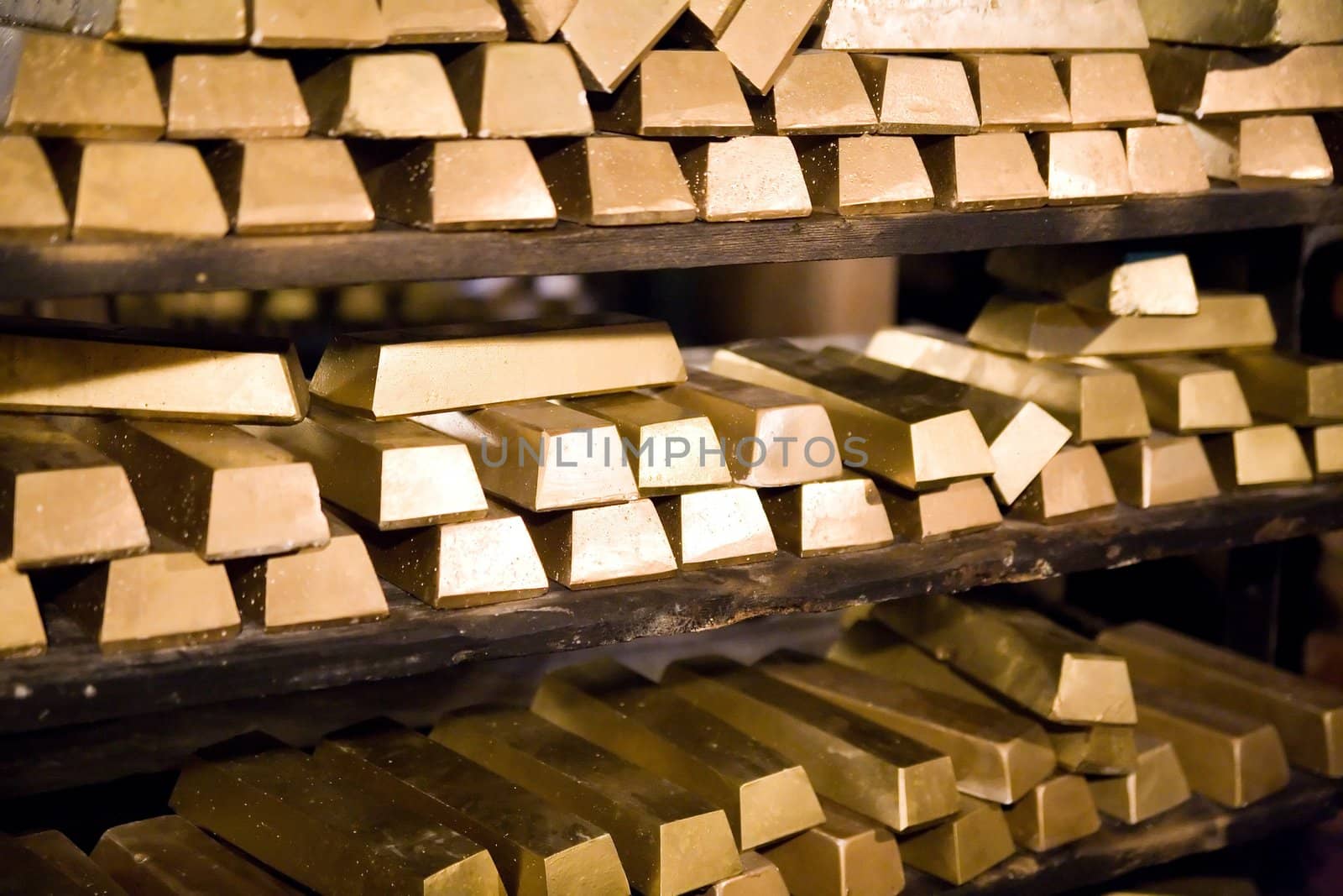 golden bars in gold mine in Zloty Stok (Poland)