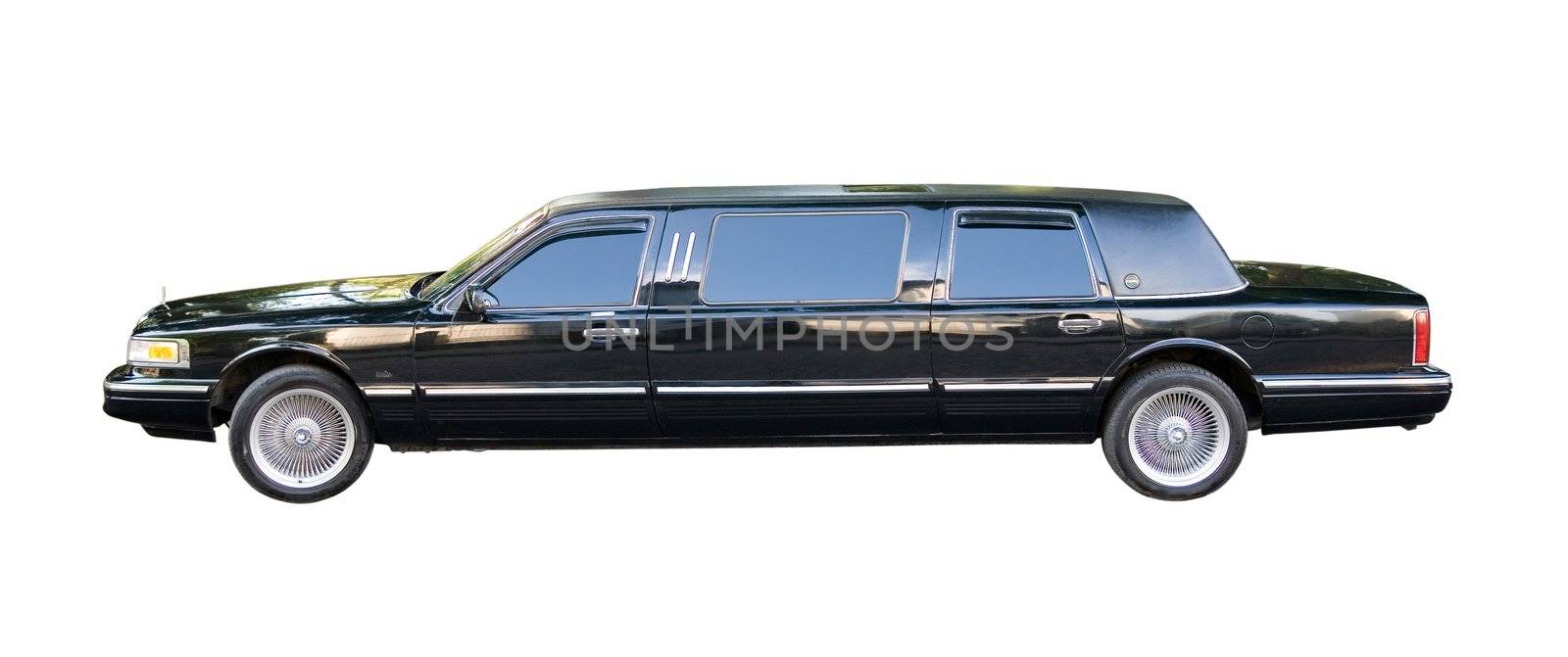 an old american limousine using for weddinds - isolated with clipping paths