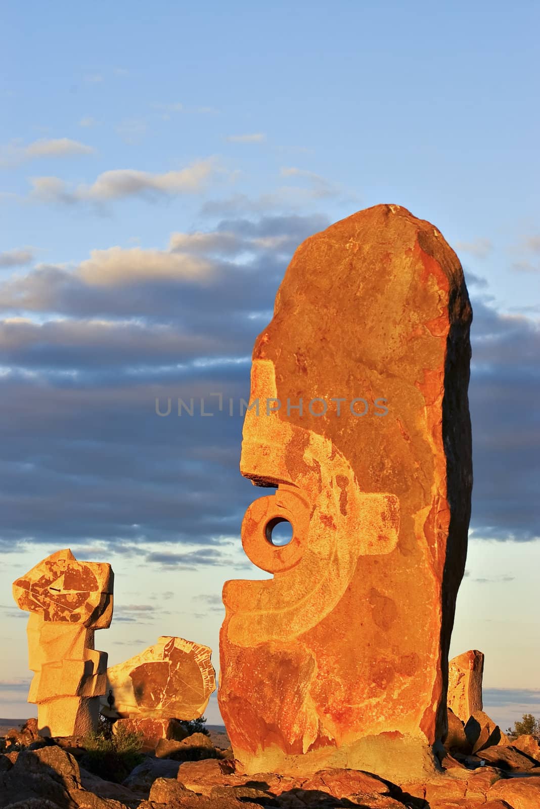 under the jaguar sun stones at broken hill (property release not required)
