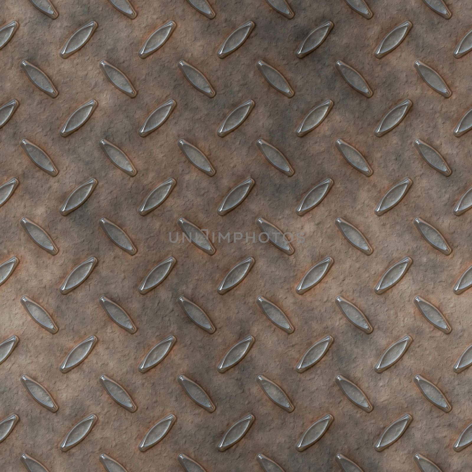 a large sheet of dirty and grungy diamond metal tread plate