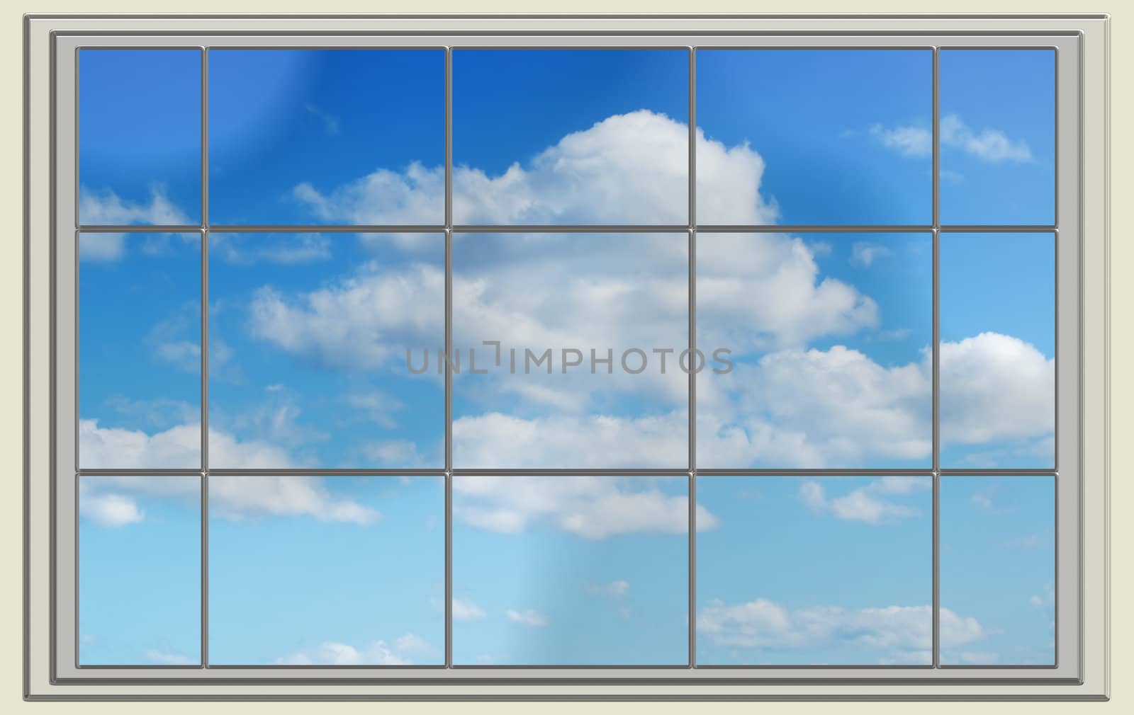 perfect cloudy blue sky through the window