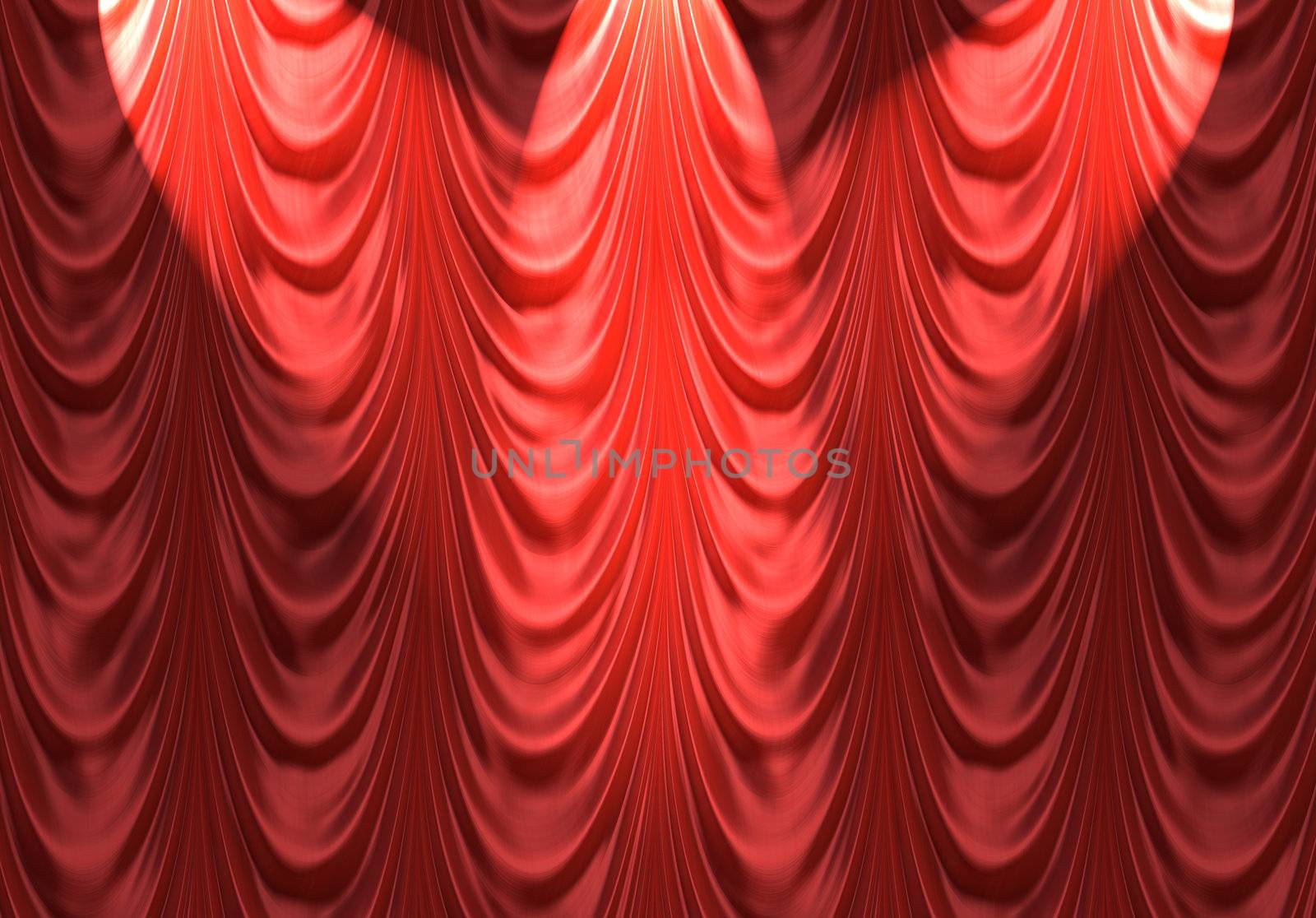 luxurious red velvet curtains such as on a stage or theatre with spotlights 