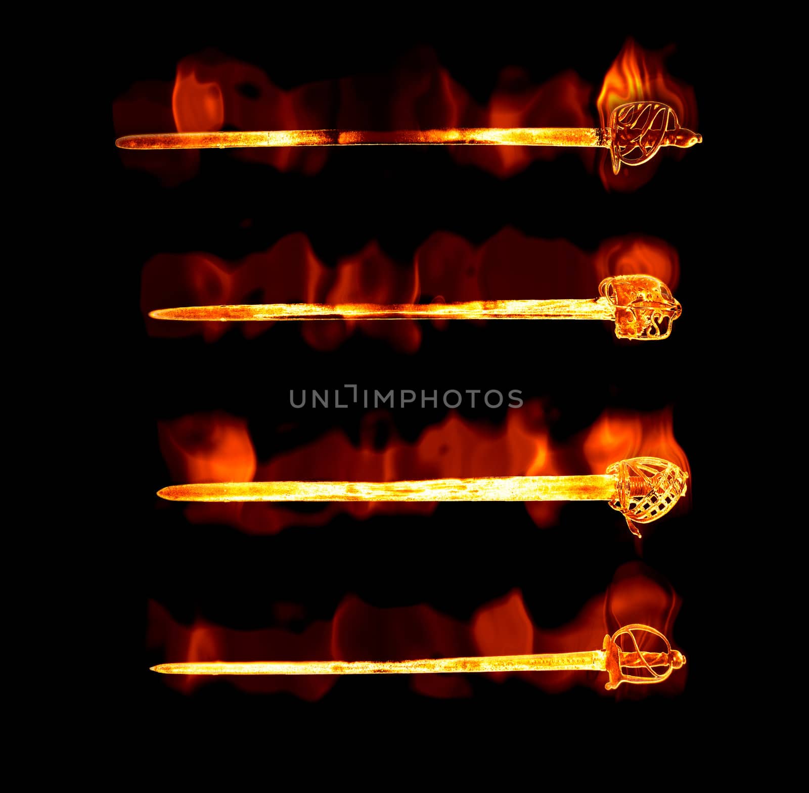 flaming fiery swords by clearviewstock