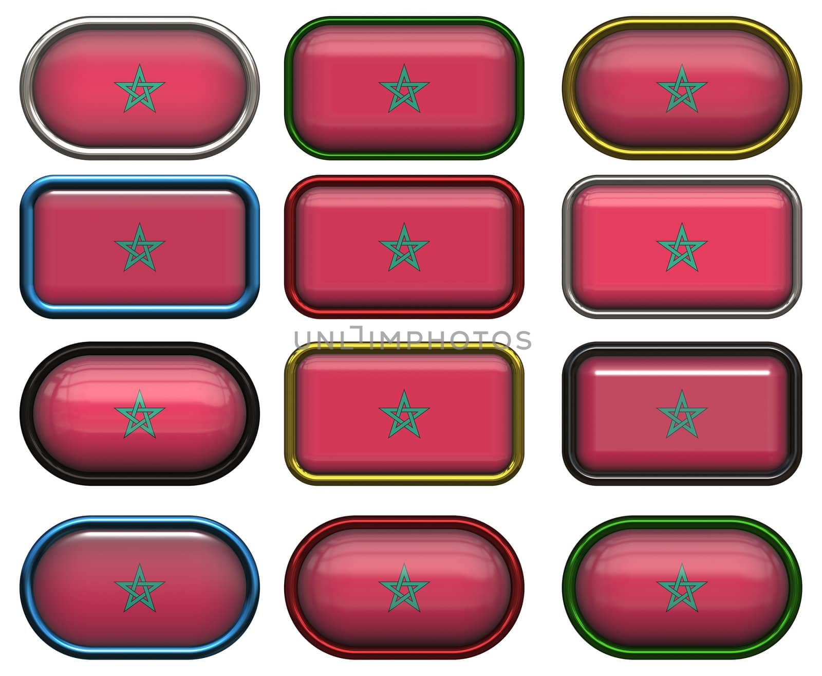 twelve Great buttons of the Flag of Morocco