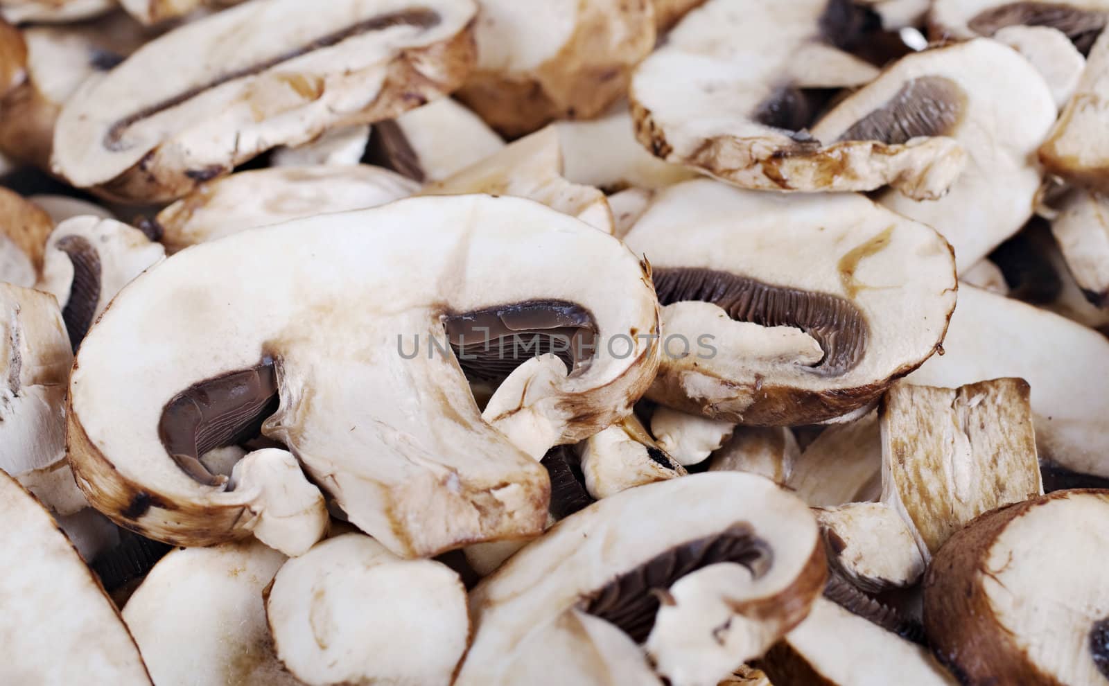 great background image of freshly sliced mushrooms