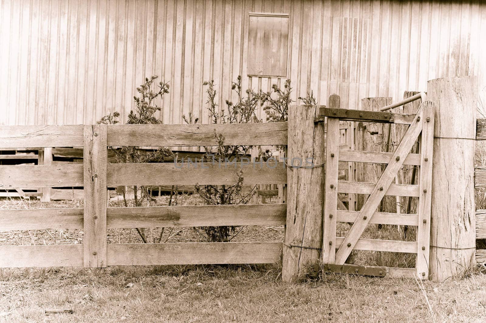 excellent image of an old farm gate