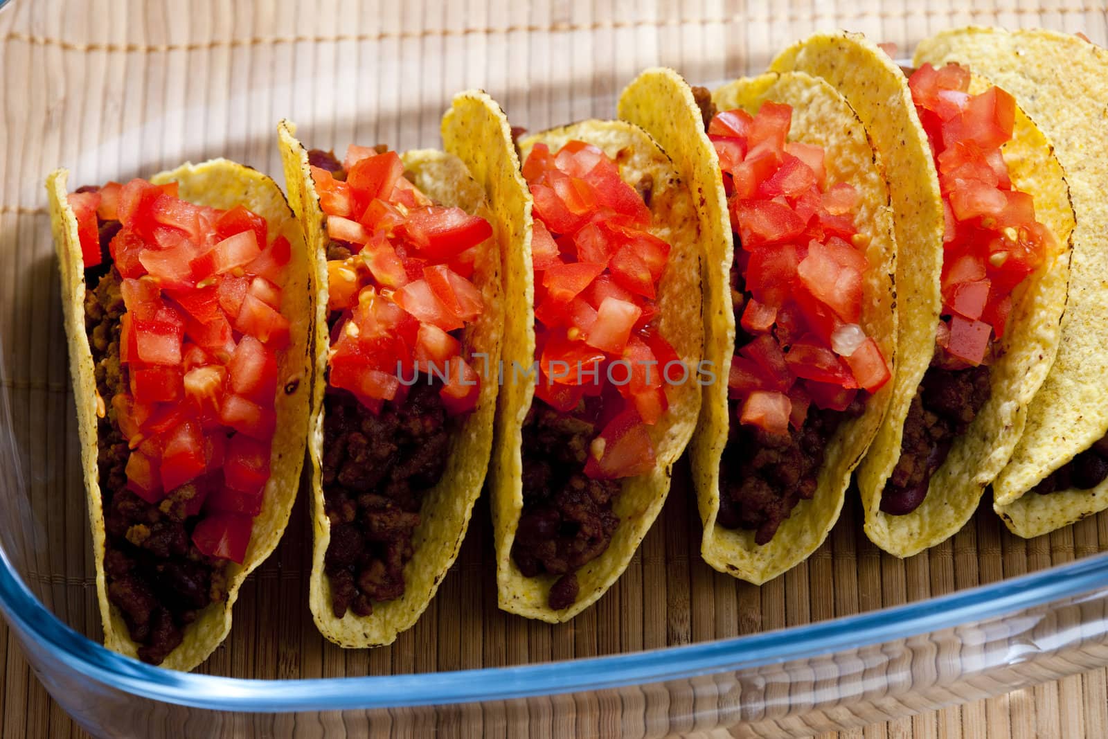 tacos with tomatoes and minced meat