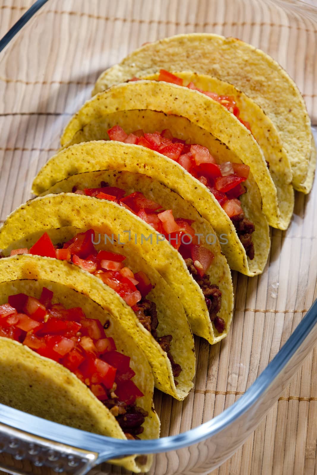 tacos with tomatoes and minced meat