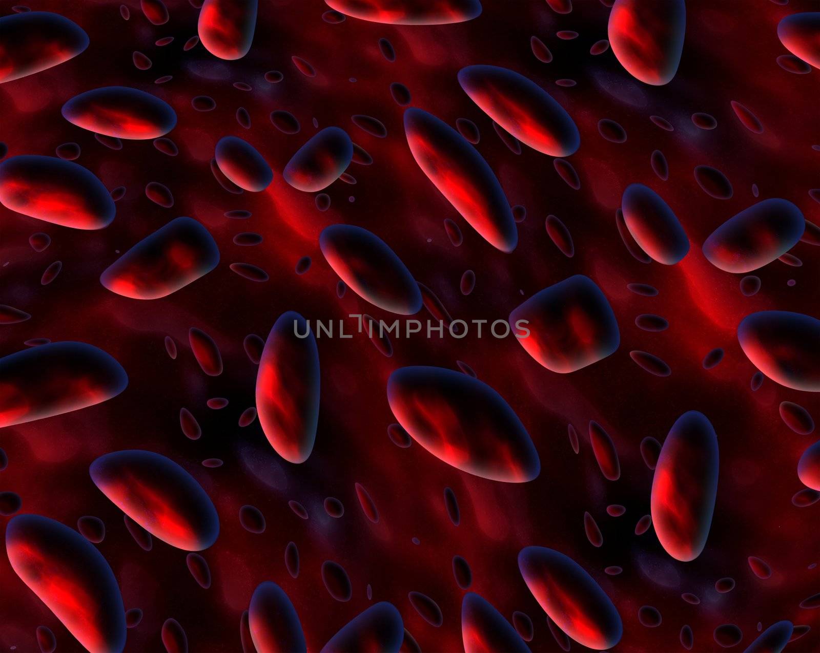 blood cells or germs floating around in an artery