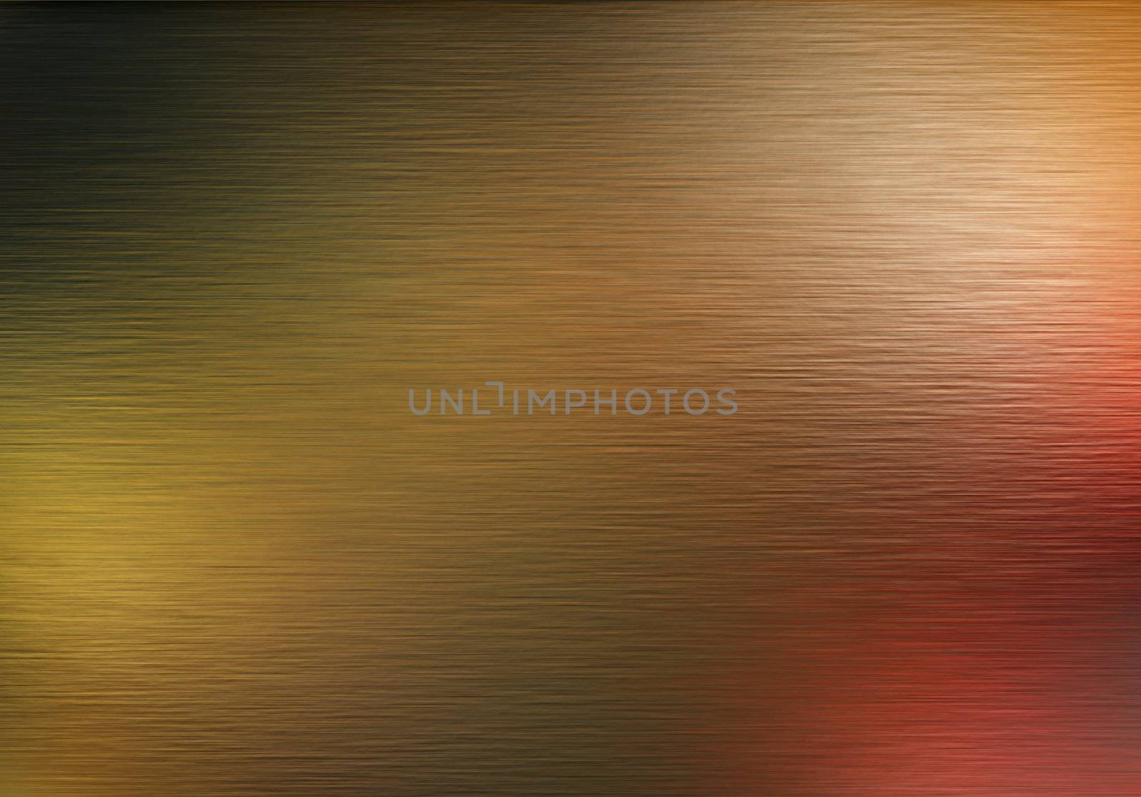 large sheet of brushed gold metal texture reflecting colored lights