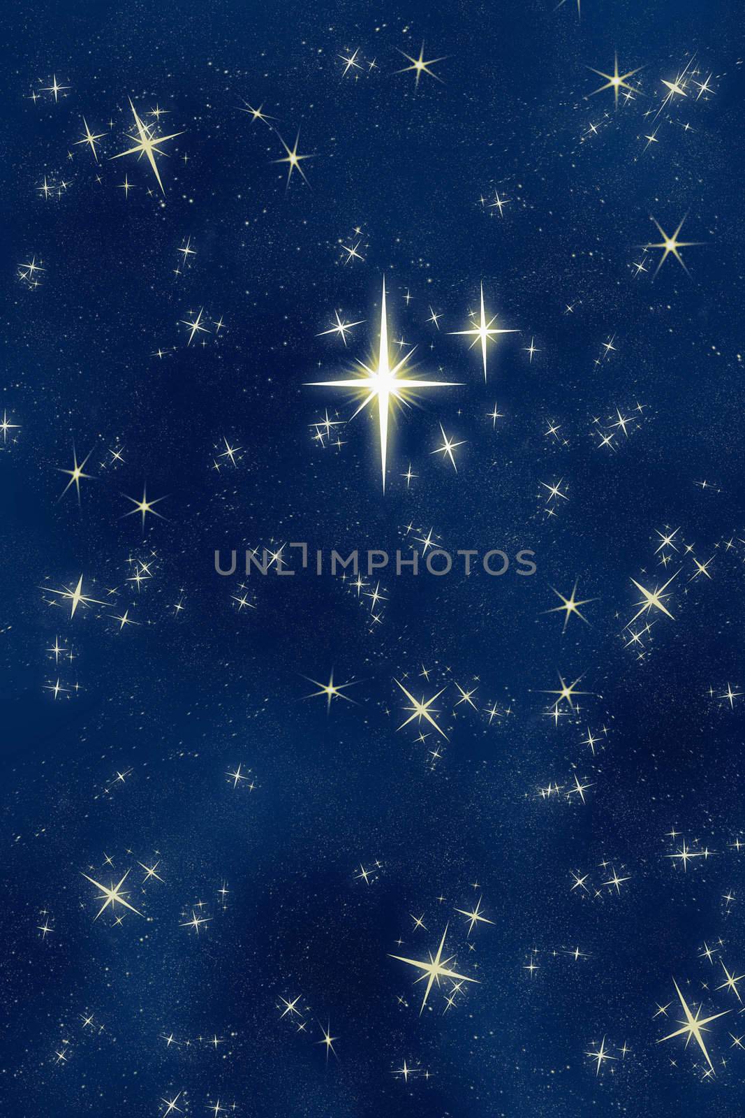 big bright and beautiful wishing or christmas star amongst the night sky 