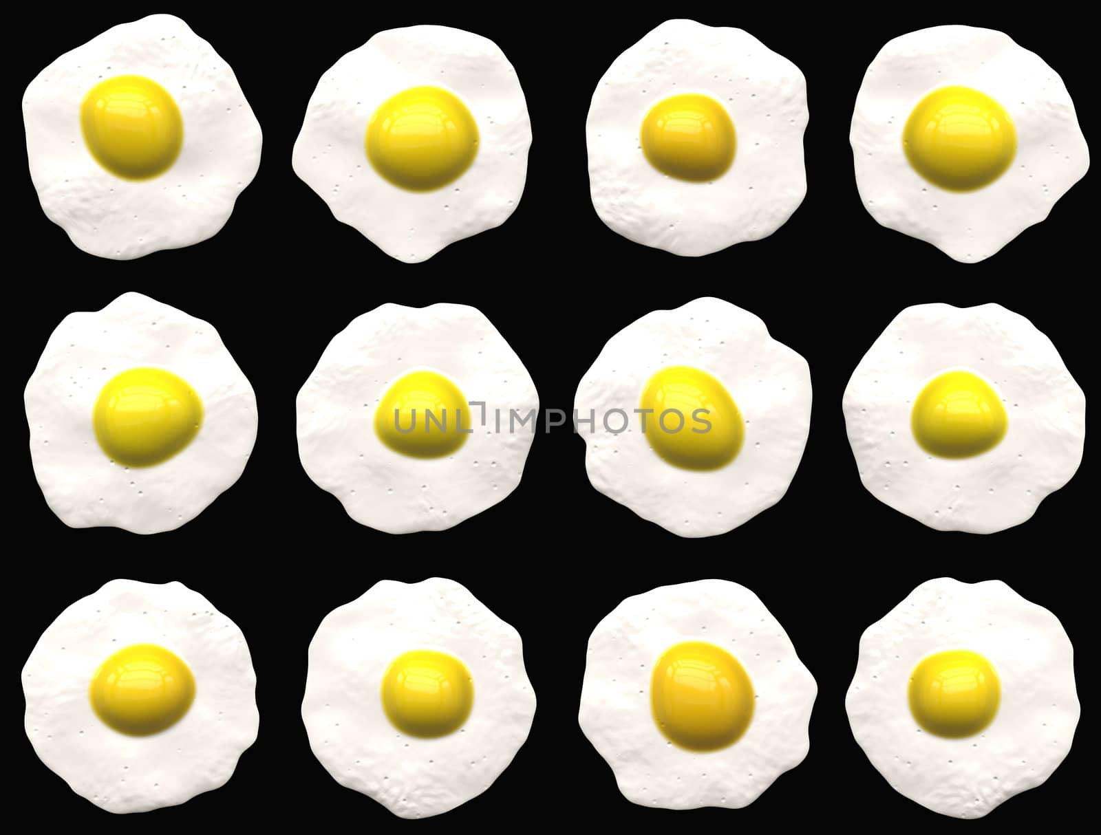 a large background image of twelve fried eggs 