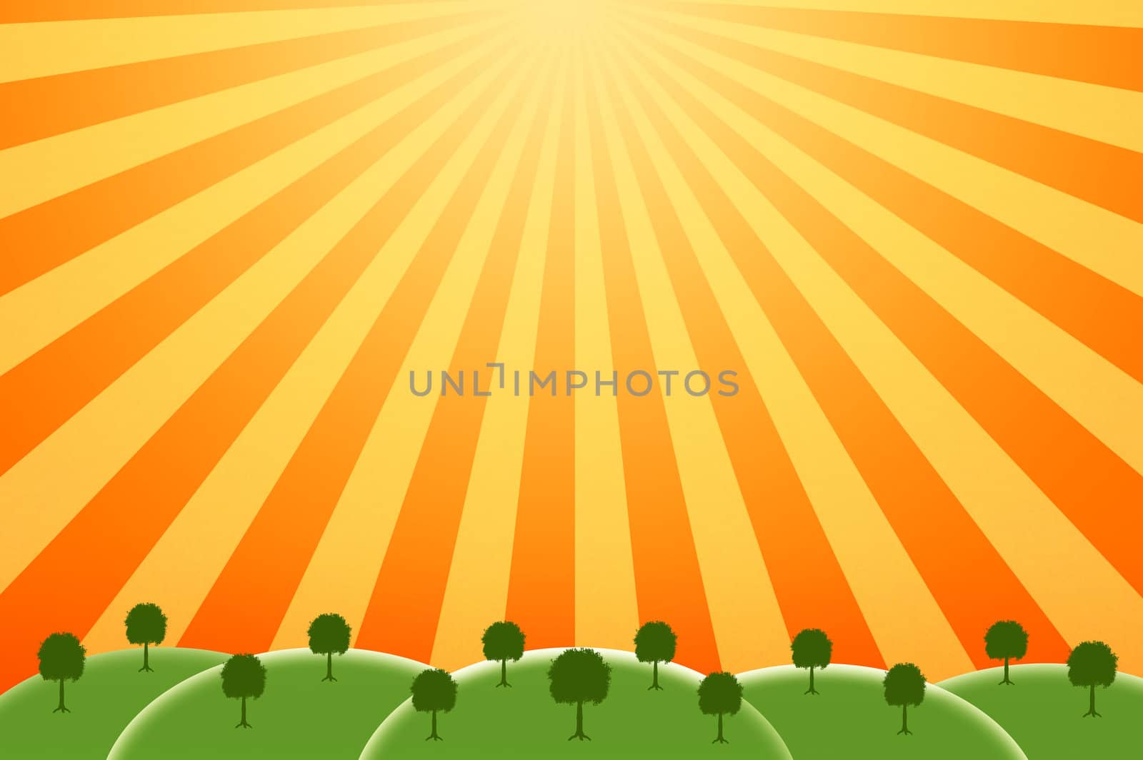bright and cheery image of a farm on a sunny day