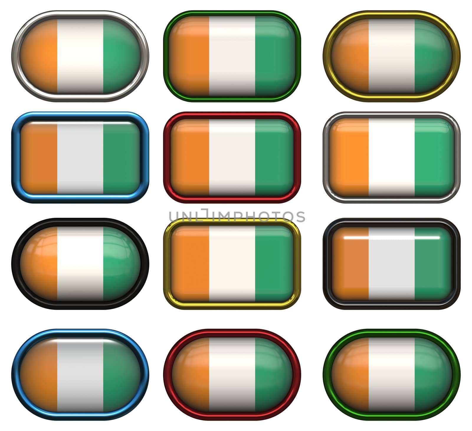 twelve buttons of the  Flag of Cote d'Ivoire Ivory Coast