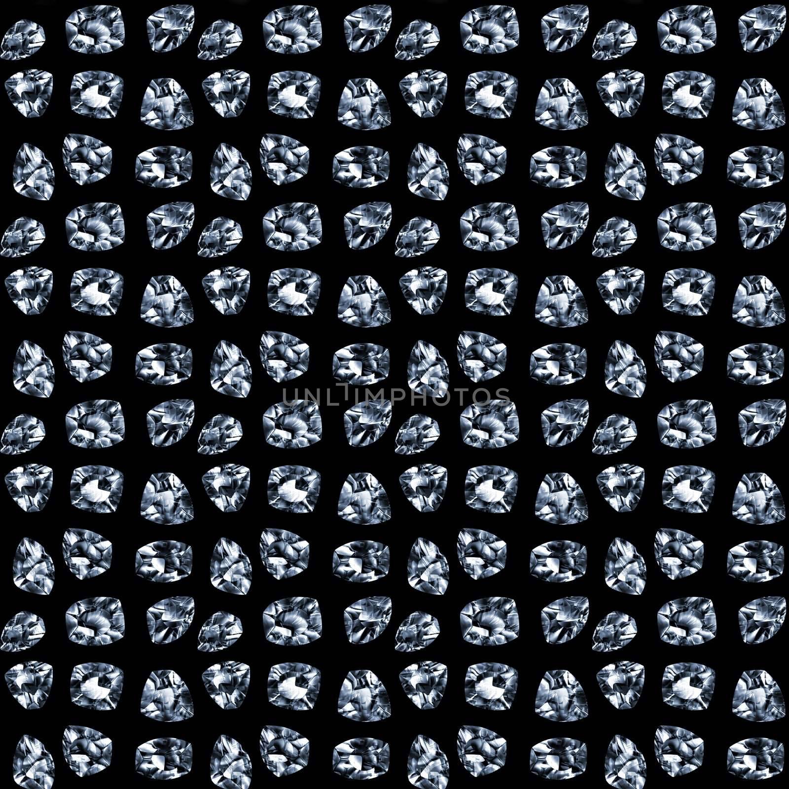 large image of a hoard of diamond gemstones on a black background