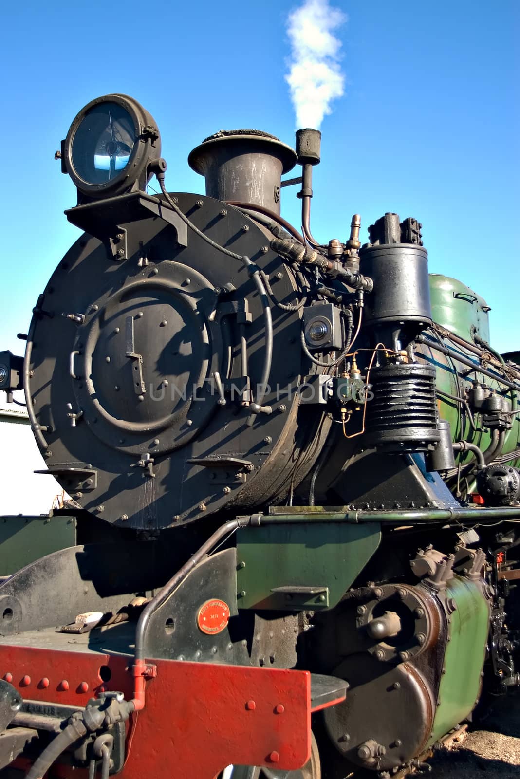 close up of steam train