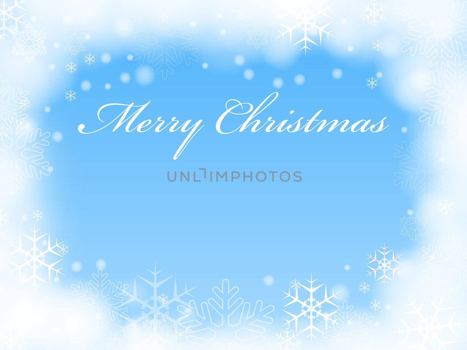 blue background with snowflakes and text - Merry Christmas