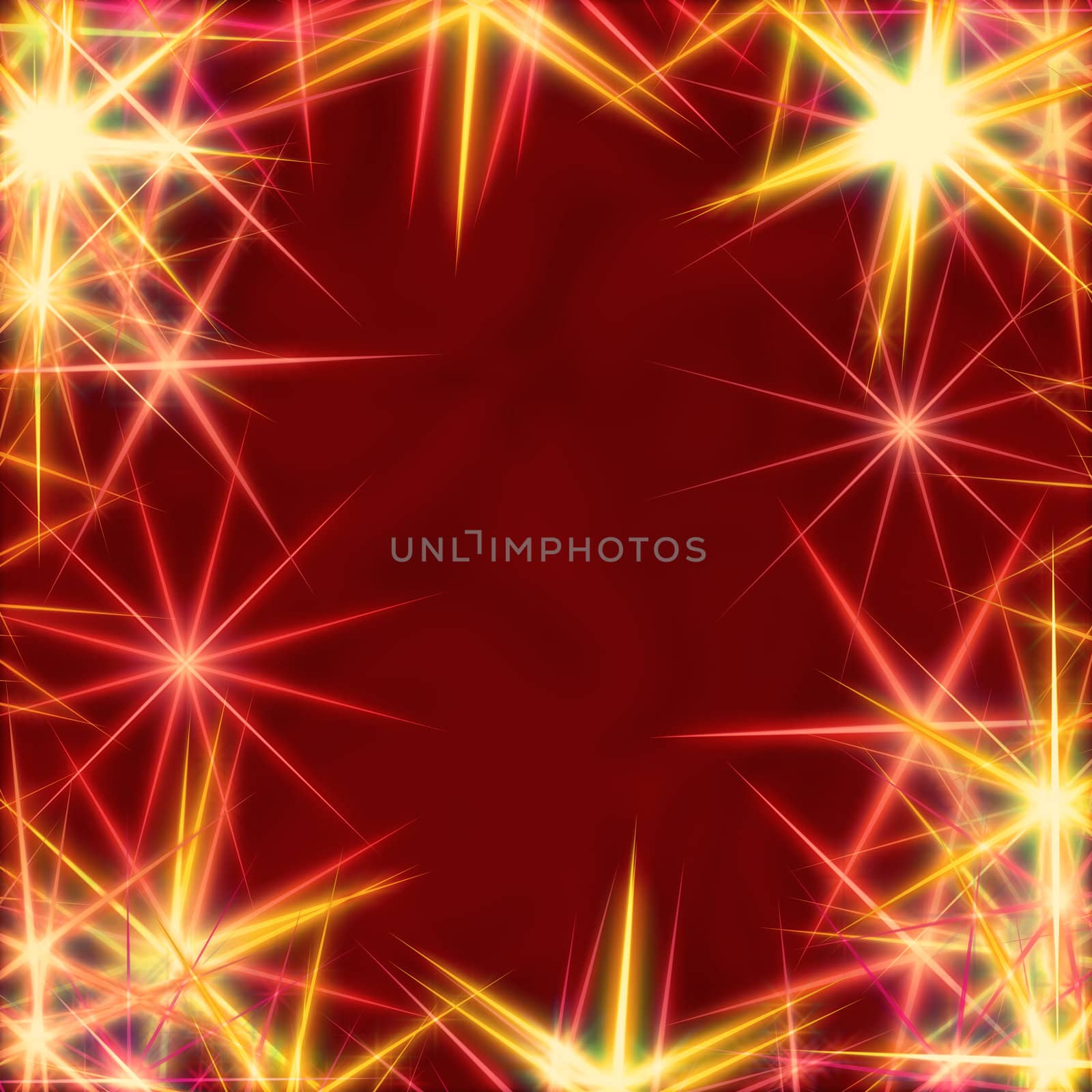 yellow stars over red background, lights, gleams