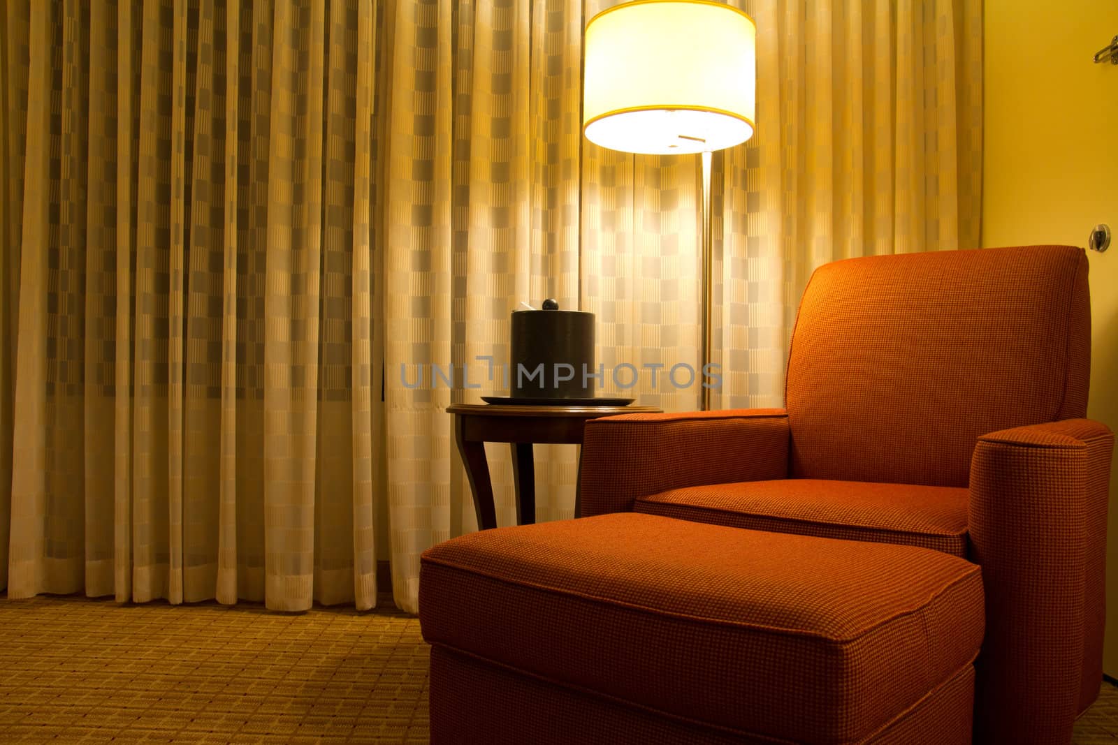 Armchair in a corner of hotel room