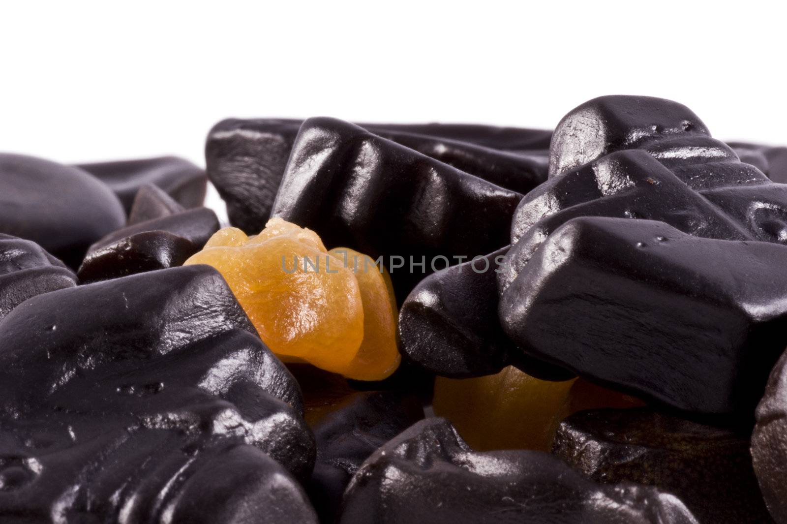 Close up of  liquorice, isolated on a white background