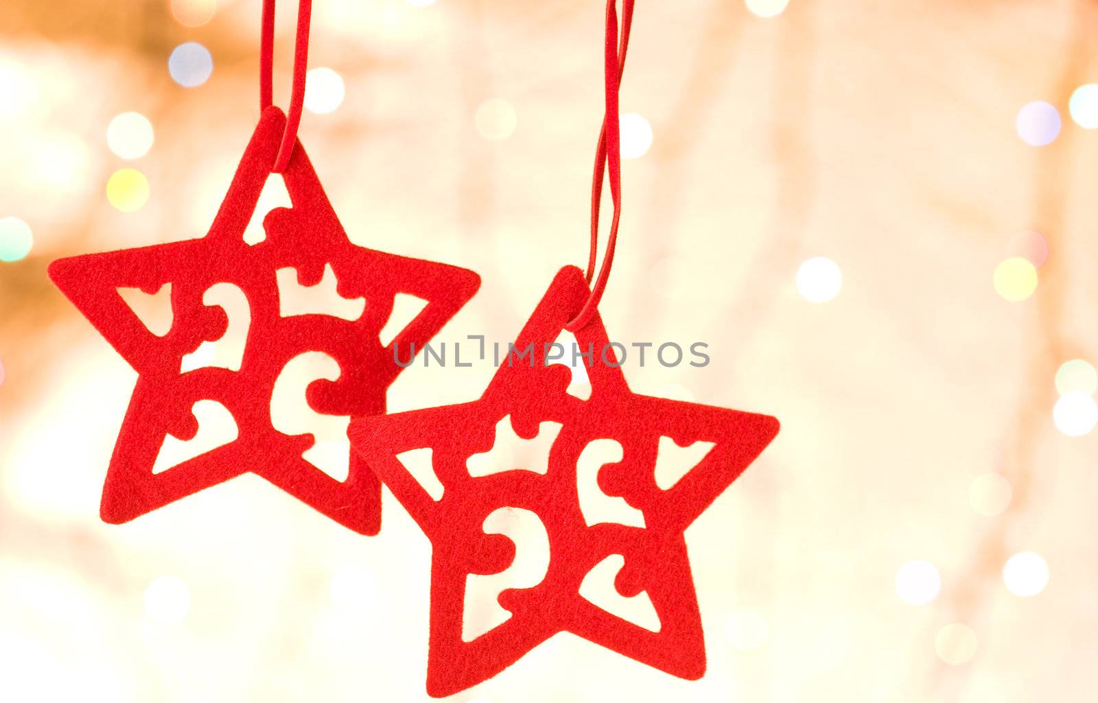 Christmas decorative star over blurred background