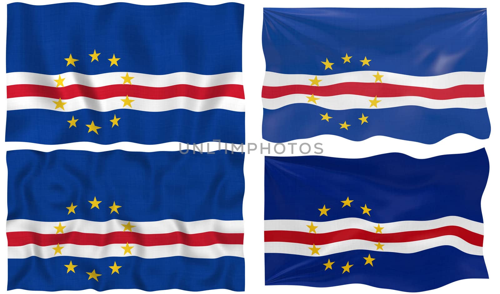 Great Image on white of four Flags of  Cape Verde