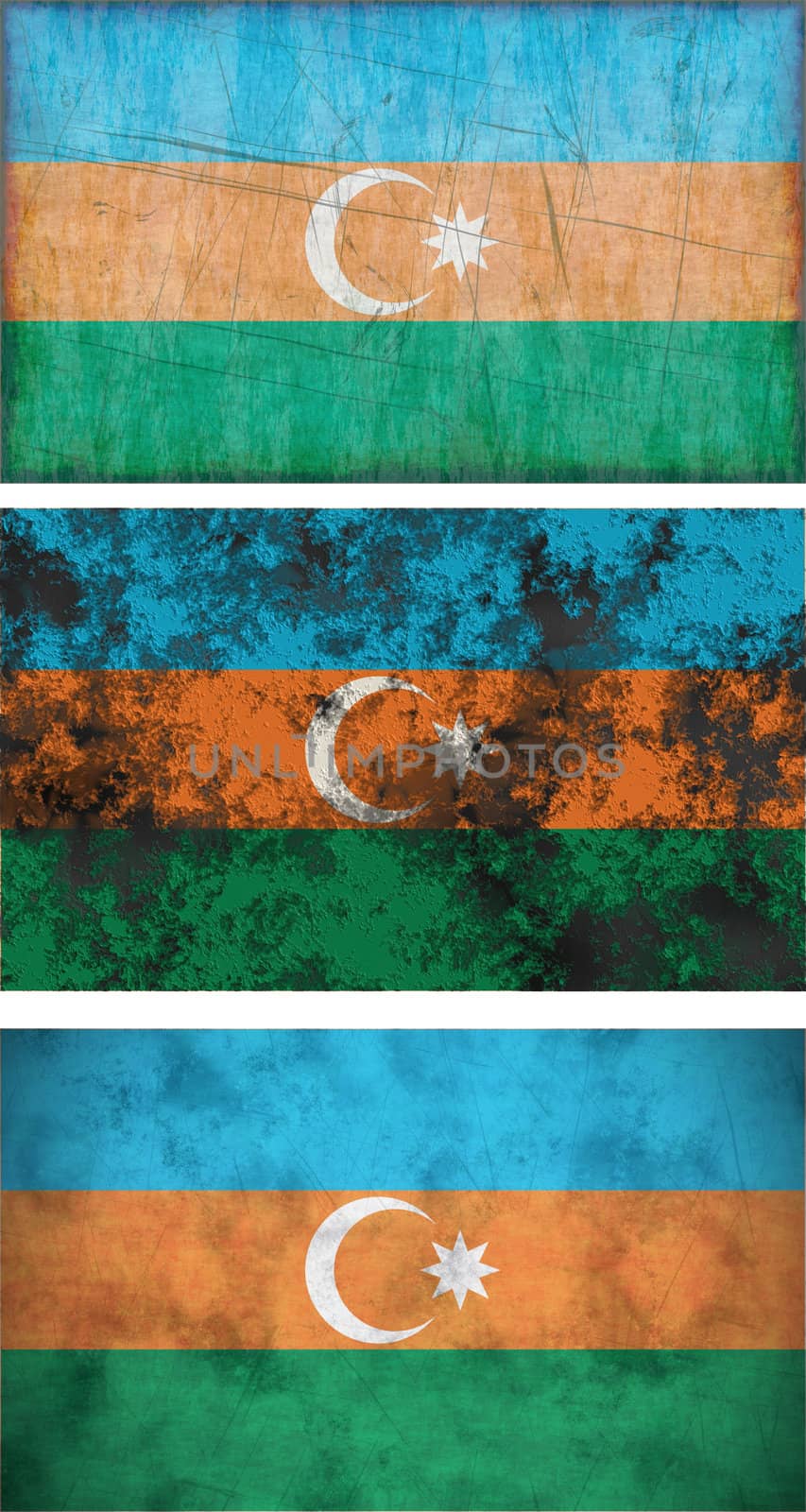 Great Image three grunge flags of aZerbaijan