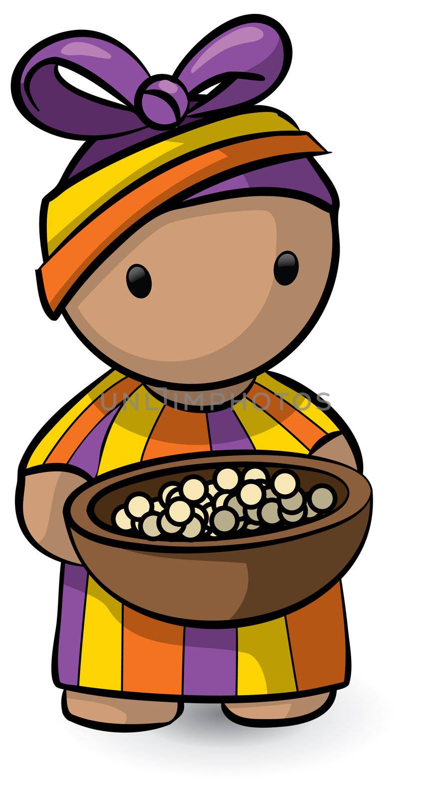 African Woman Holding Bowl of Food by LeoBlanchette