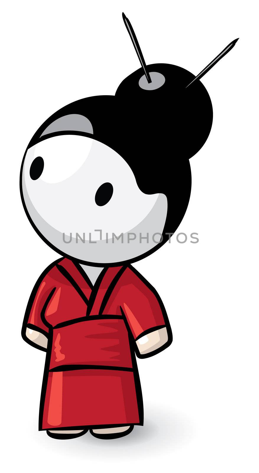 Little Geisha with Red Kimono by LeoBlanchette