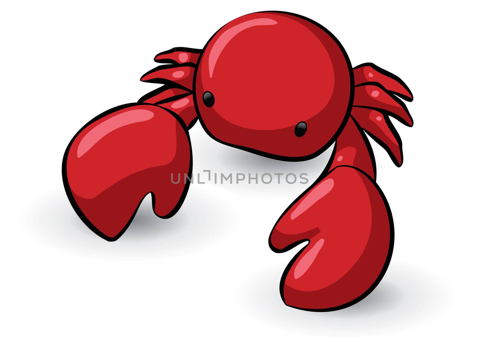 A cute red crab good as a menue or food presentation design element.