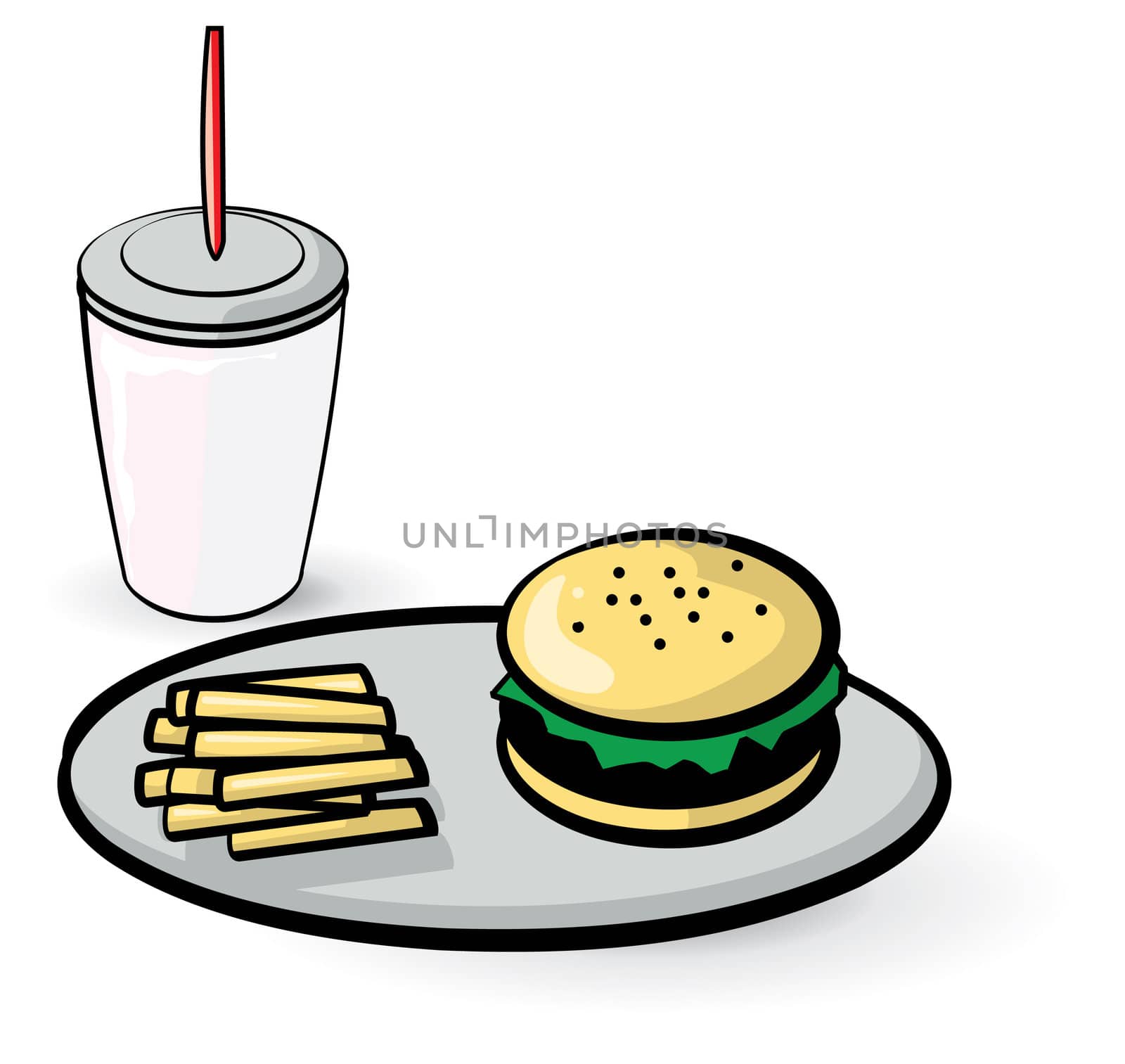 Hamburger Fries and Milk Shake by LeoBlanchette