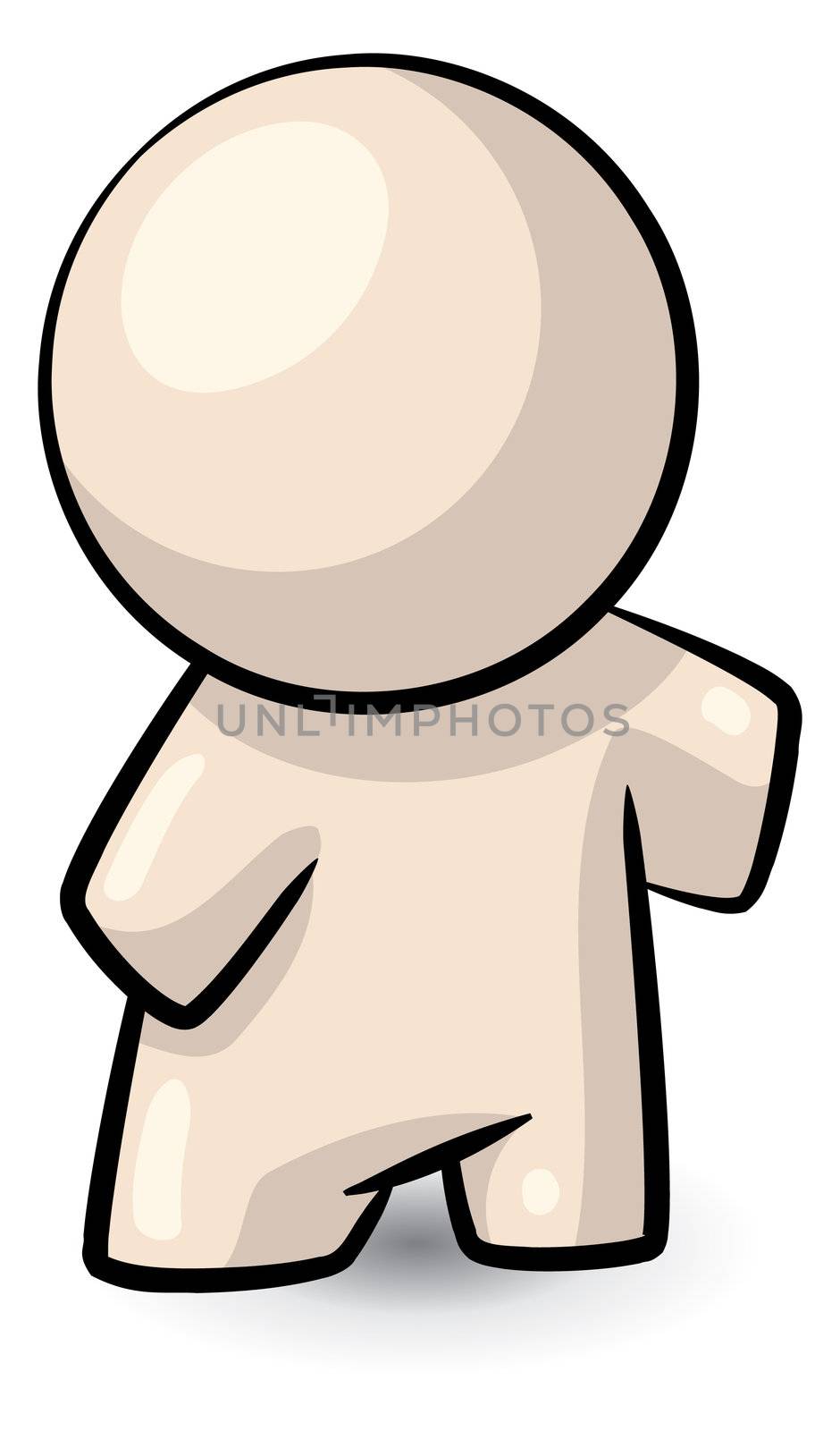 A cute cartoon person naked