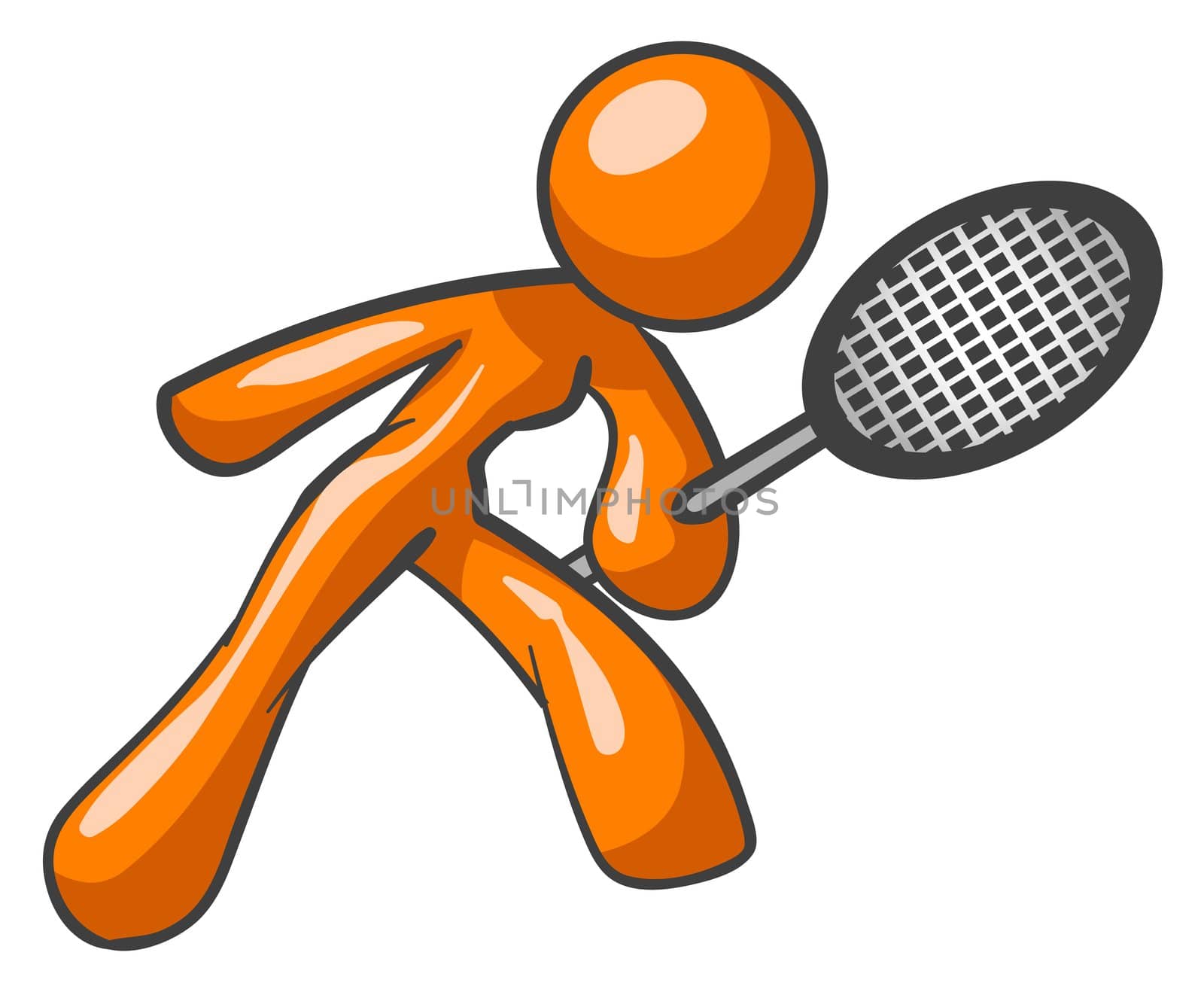 Orange Woman Tennis Racket by LeoBlanchette