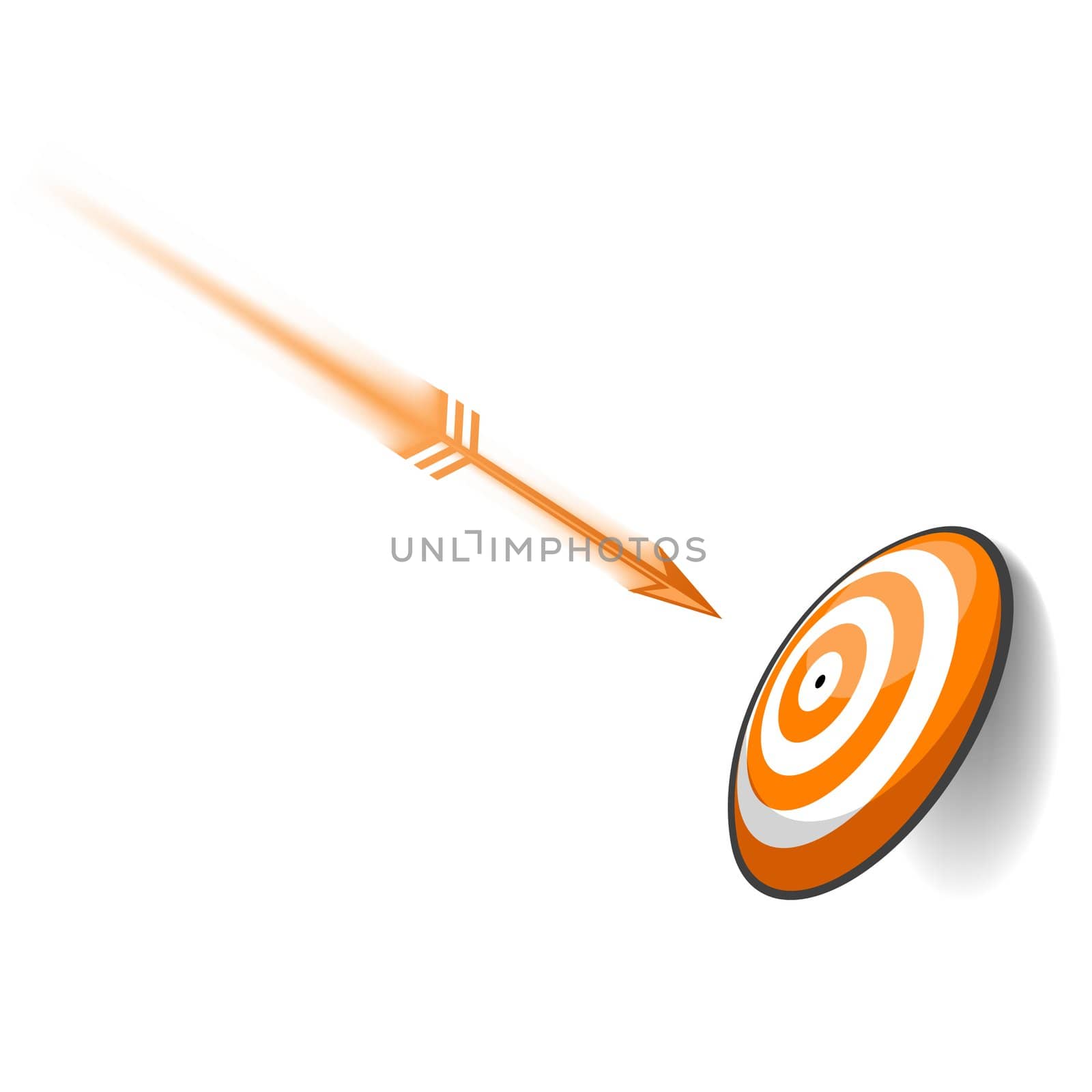 Orange Dart Hitting Target by LeoBlanchette