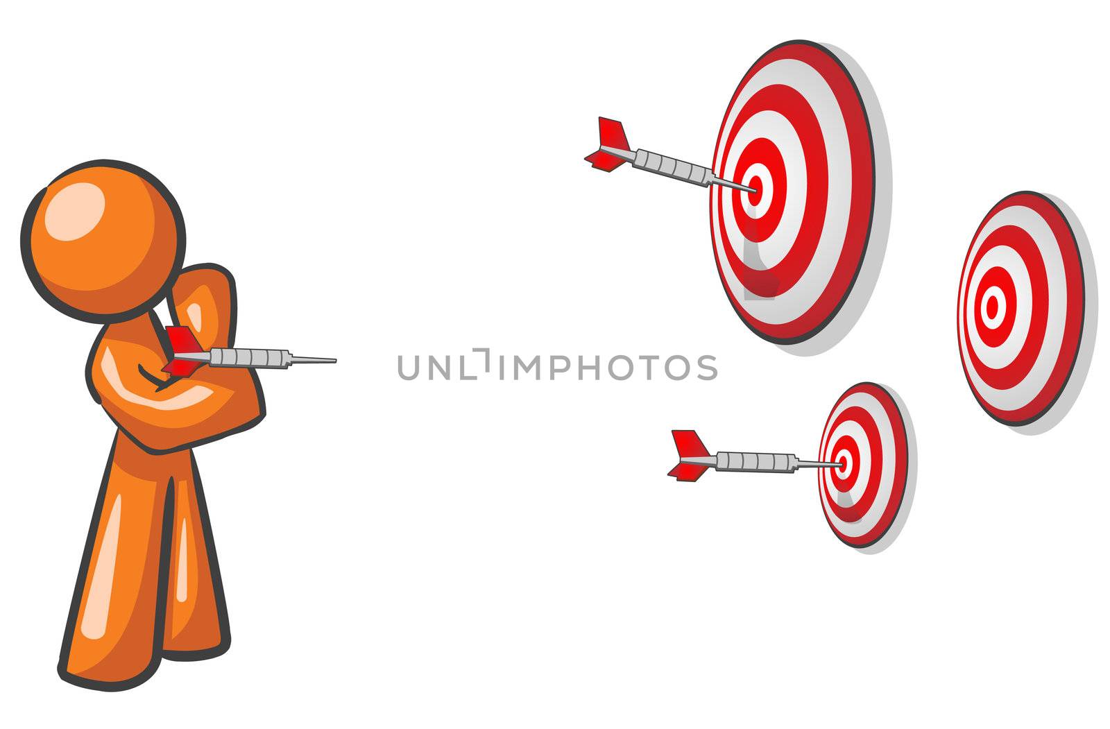 A design mascot aiming for multiple targets. Marketing concept.