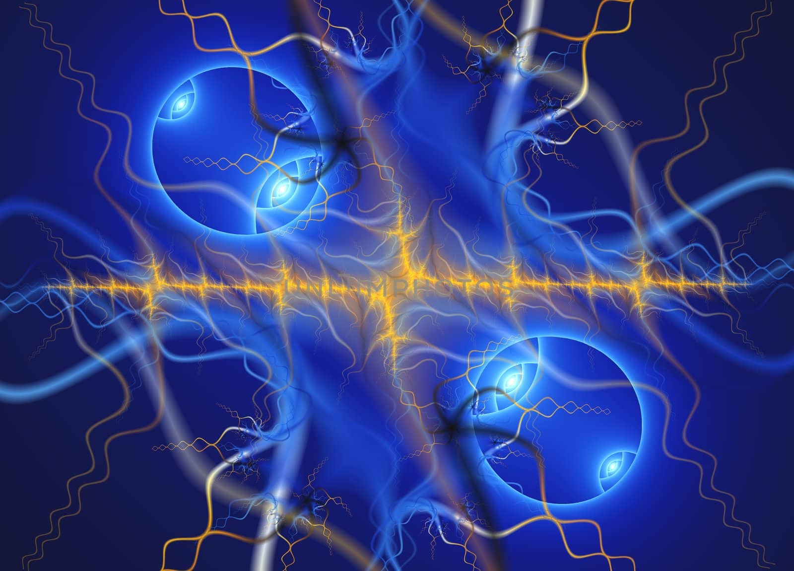 Mystical images of an electrical arch in consequence of pulling of two cells
