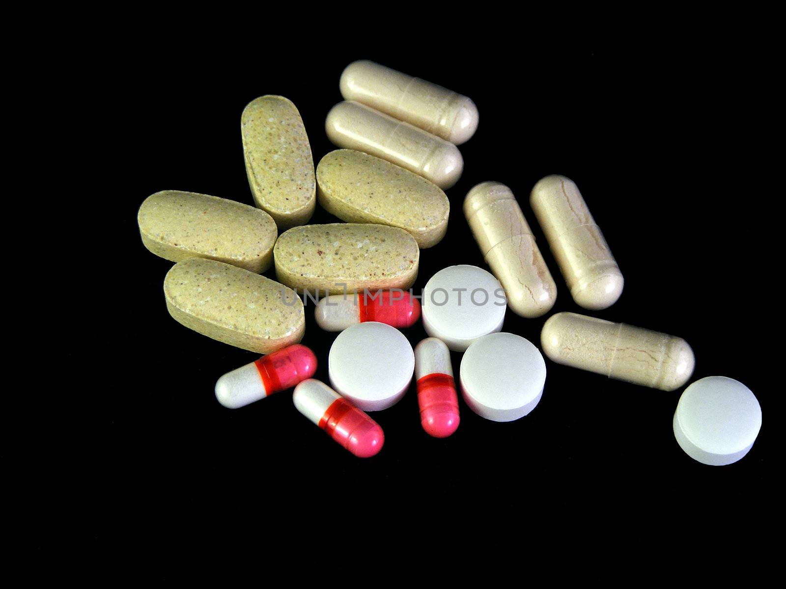 Several types of over-the-counter pills and capsules.