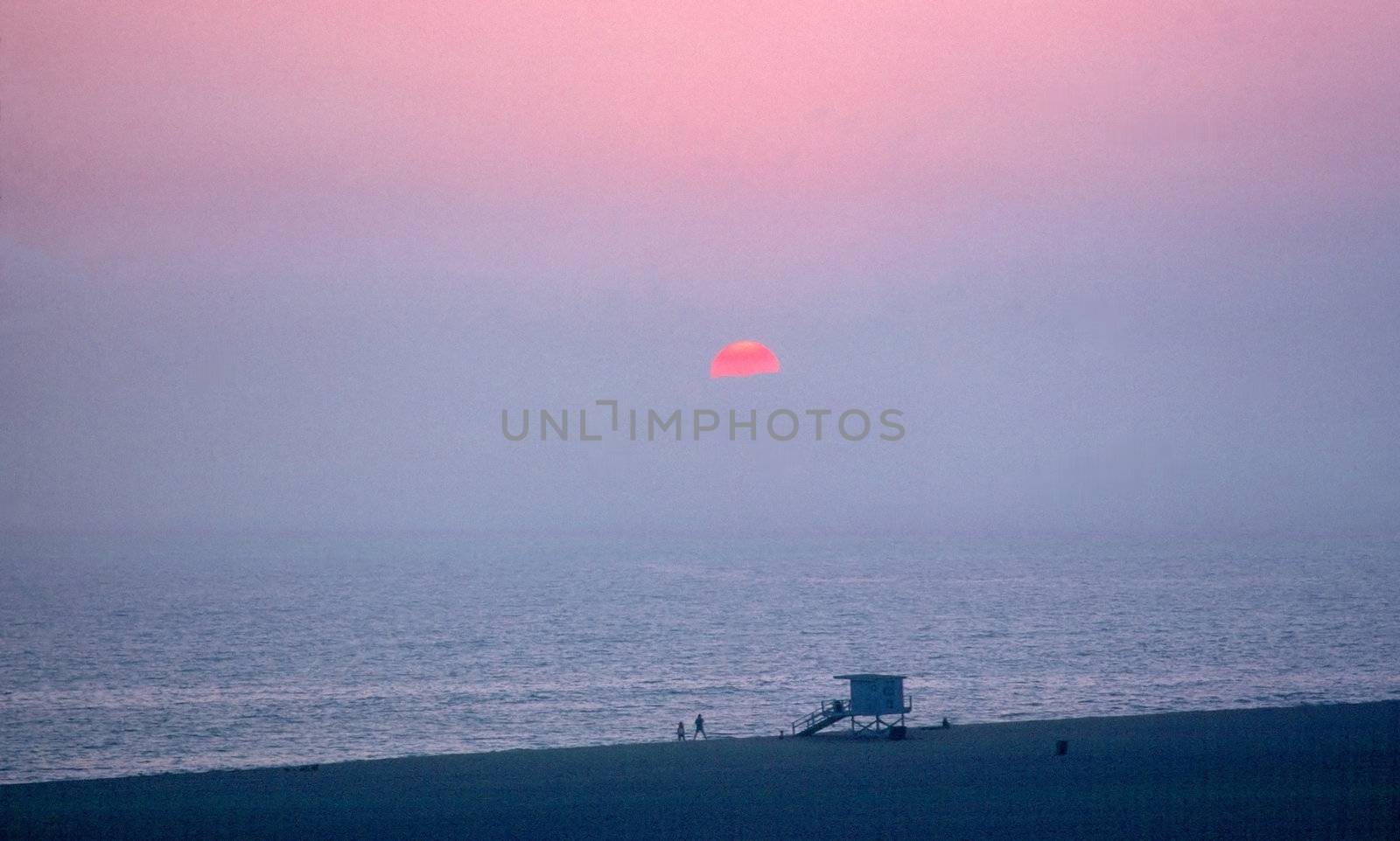 Sunset on beach in Santa Monica