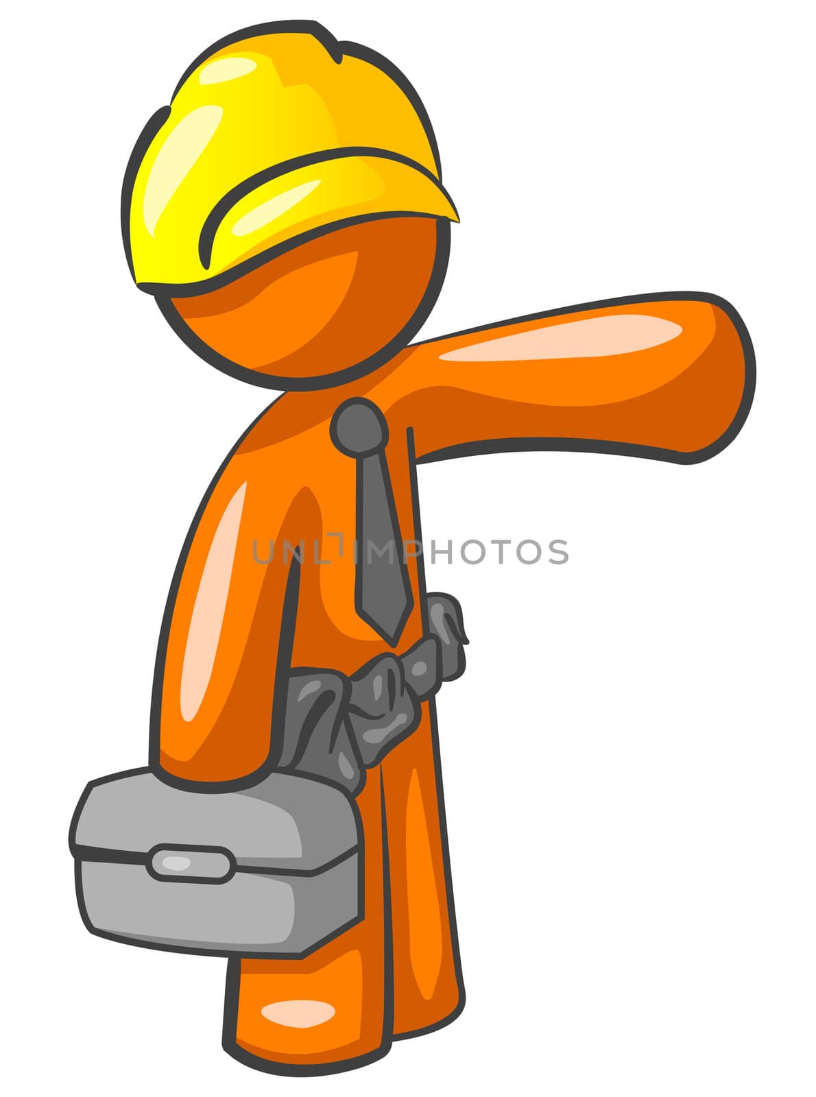 Orange Man Construction Worker Presenting by LeoBlanchette