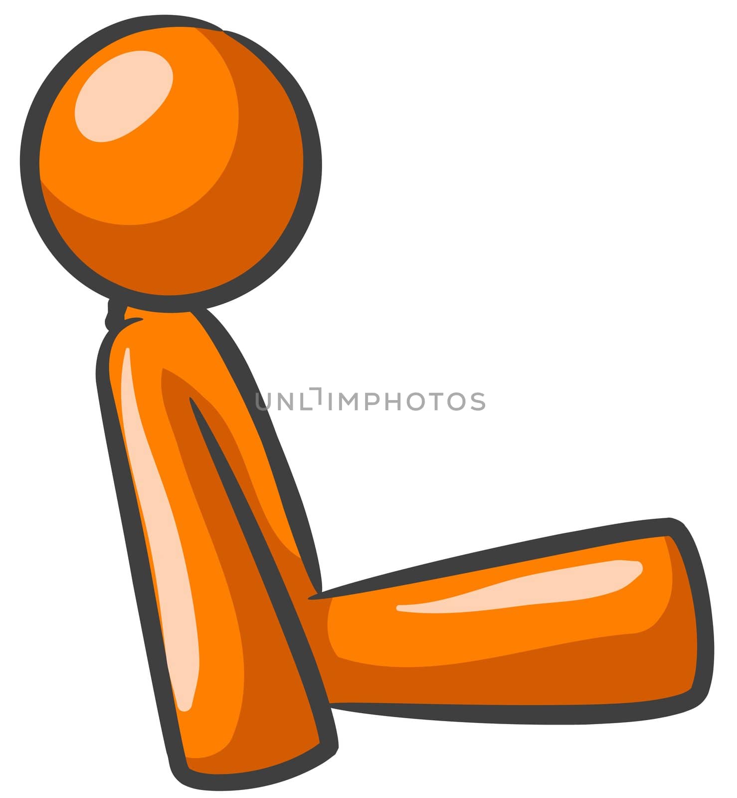 Orange Man Sitting up with good posture. 