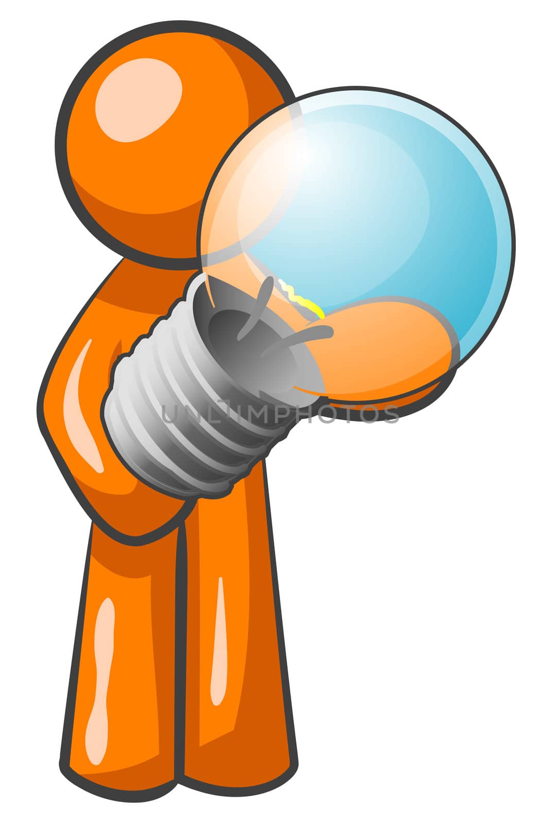 Orange Man Holding Light Bulb by LeoBlanchette