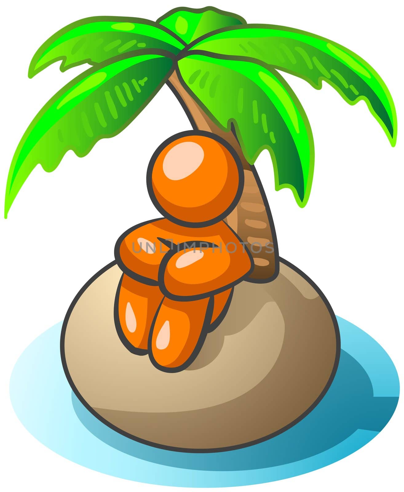 An orange man on an island taking a vacation, or perhaps standed!