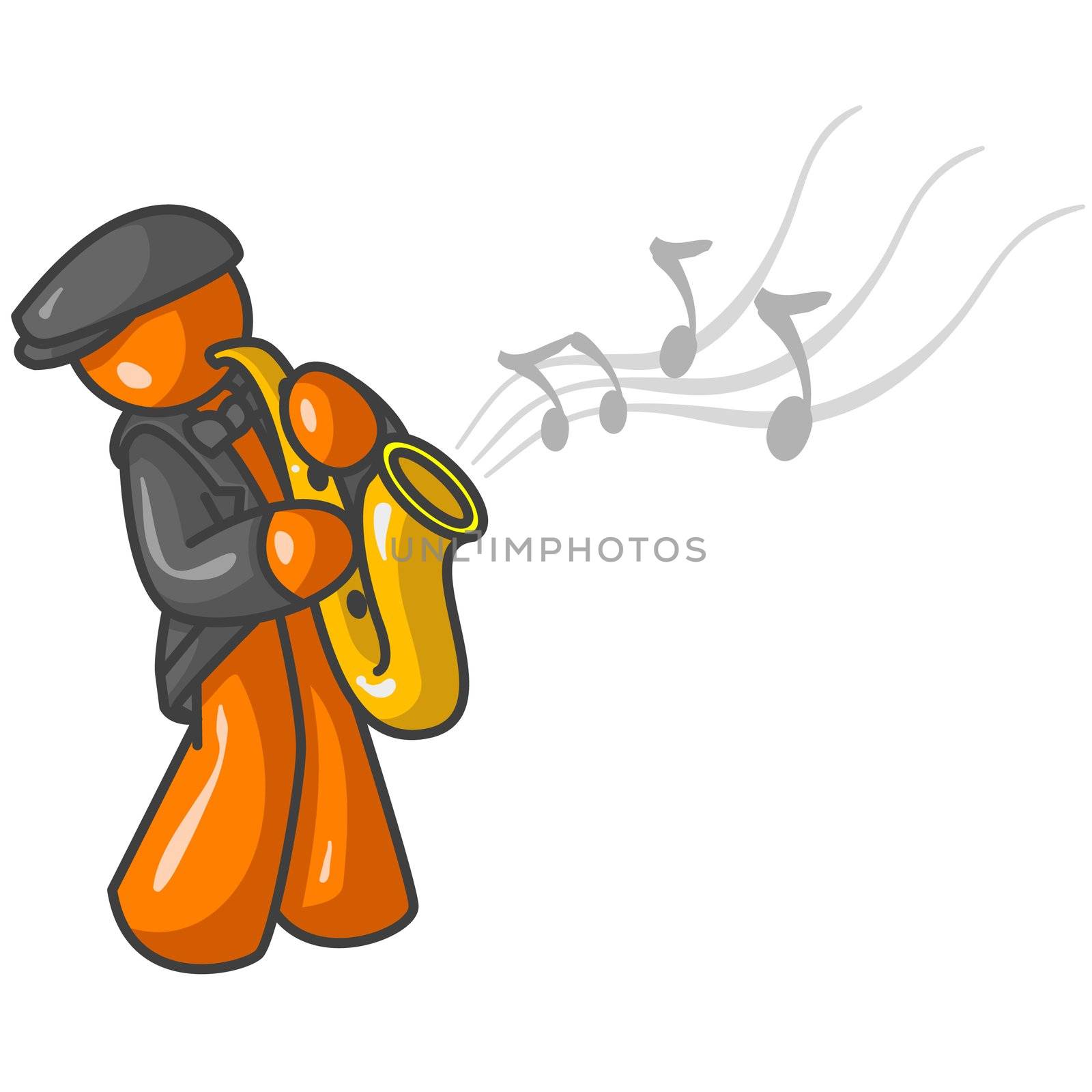 Orange Man Saxophone by LeoBlanchette