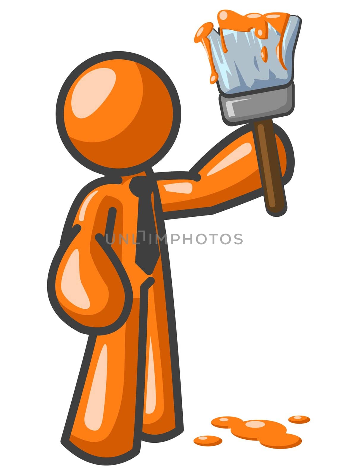 An orange man with a paint brush, ready to paint the town orange. 